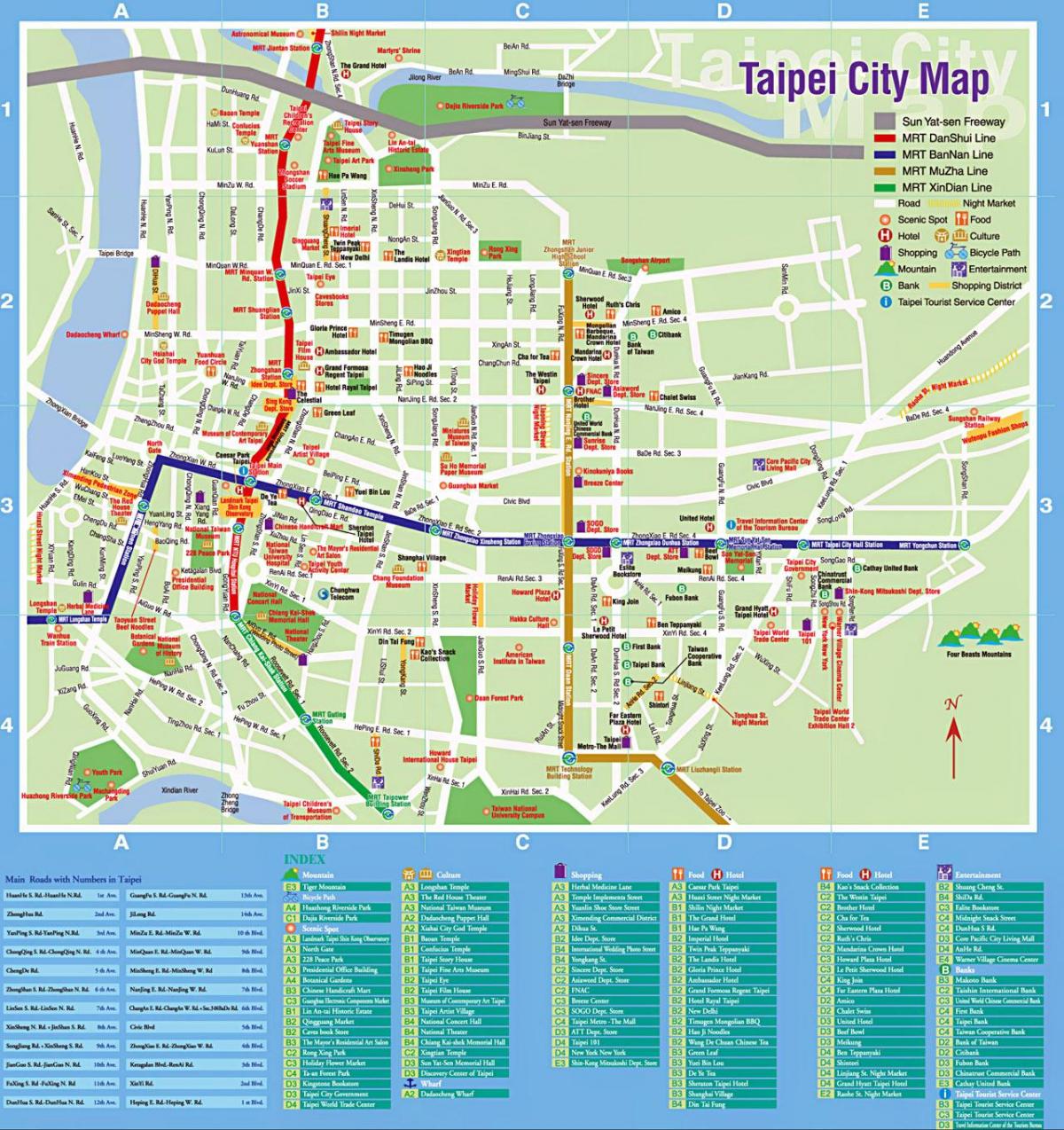 kort over Taipei city tourist