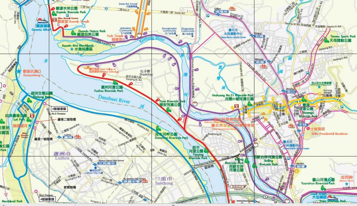 kort over Taipei cykelsti