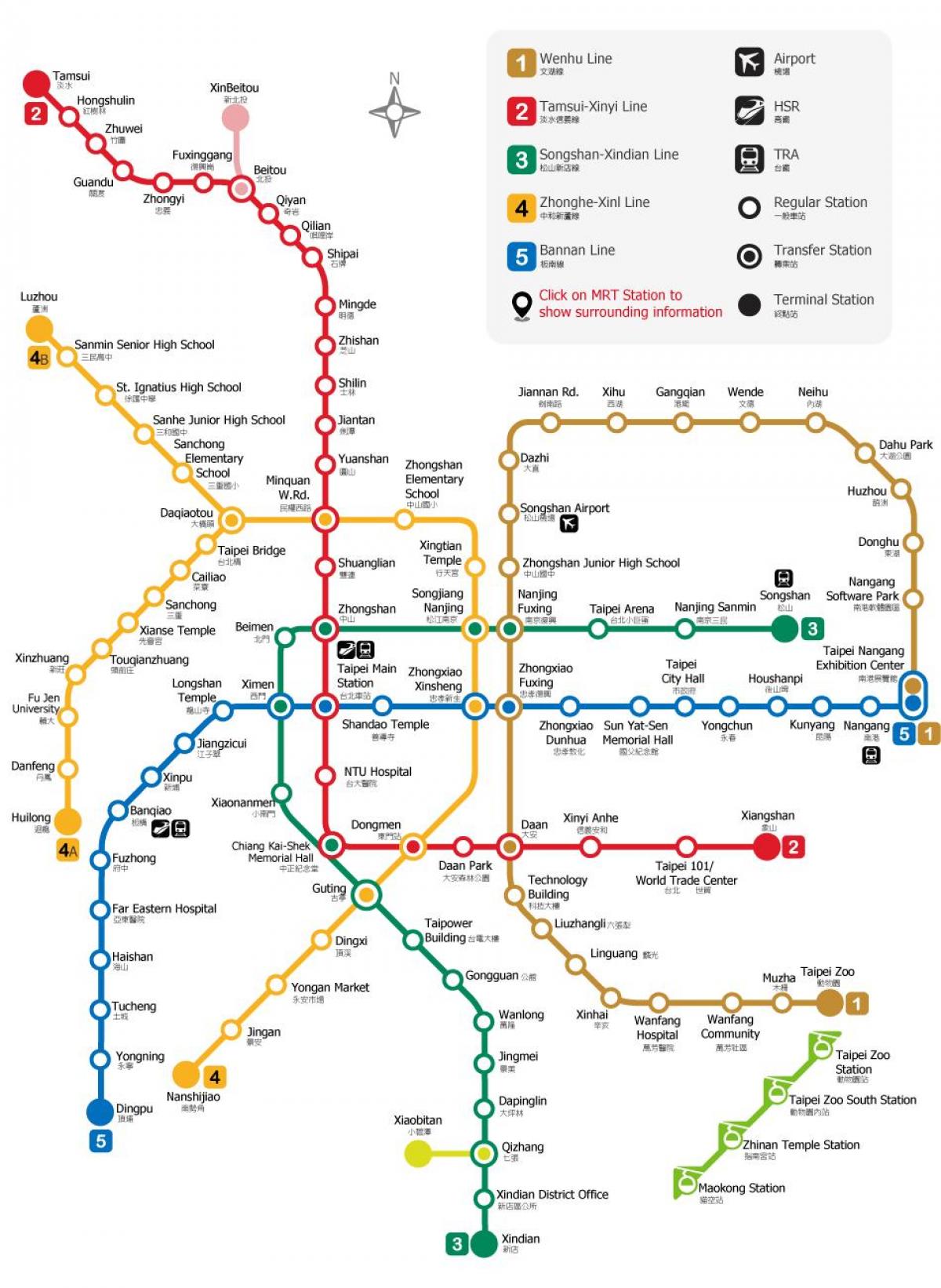 Taipei metro station kort
