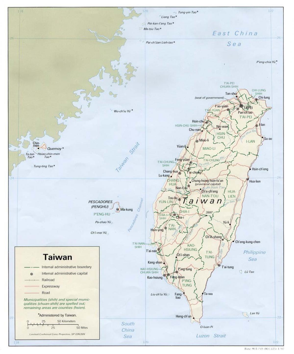 kort over taiwan yuzhi