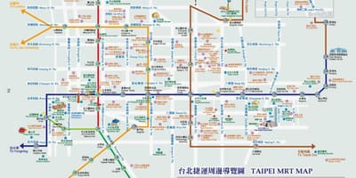 Taipei mrt-kort med turist spots